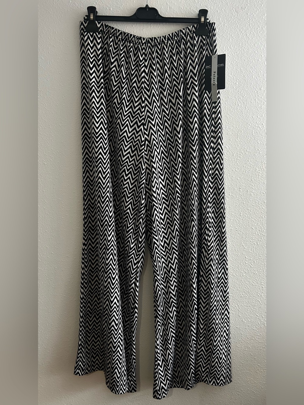 Zac & Rachel Black and White Chevron Wide-Leg Pants